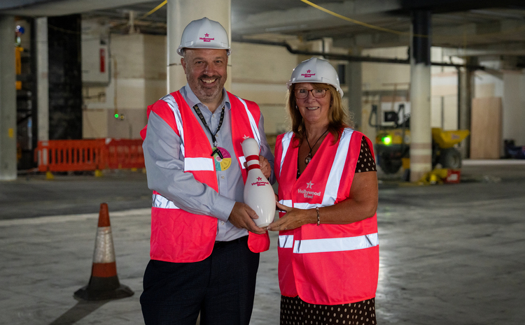 Stephen Burns, CEO of Hollywood Bowl Group and Sue Patel, General Manager at The Meadows Shopping Centre