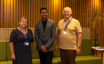 Eileen Marshall, Chief Executive Officer, St. Luke’s Hospice; Anurag Aggarwal, BBC MasterChef UK finalist and food systems advisor; and Gerry Peaty, Chair of Trustees, St. Luke’s Hospice