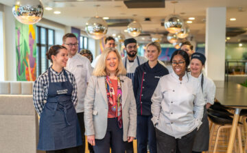 Jean Renton, CEO Sodexo UK & Ireland pictured with Sodexo apprentices